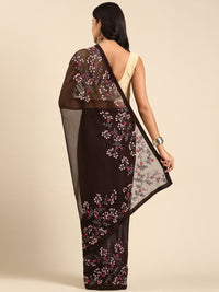 KALINI Floral Embroidered Pure Chiffon Saree