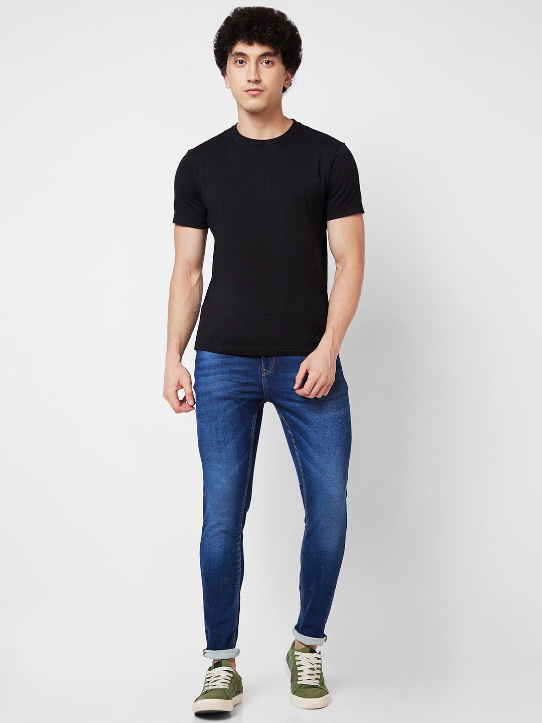 SPYKAR Men Slim Fit Low-Rise Heavy Fade Clean Look Whiskers Cotton Jeans