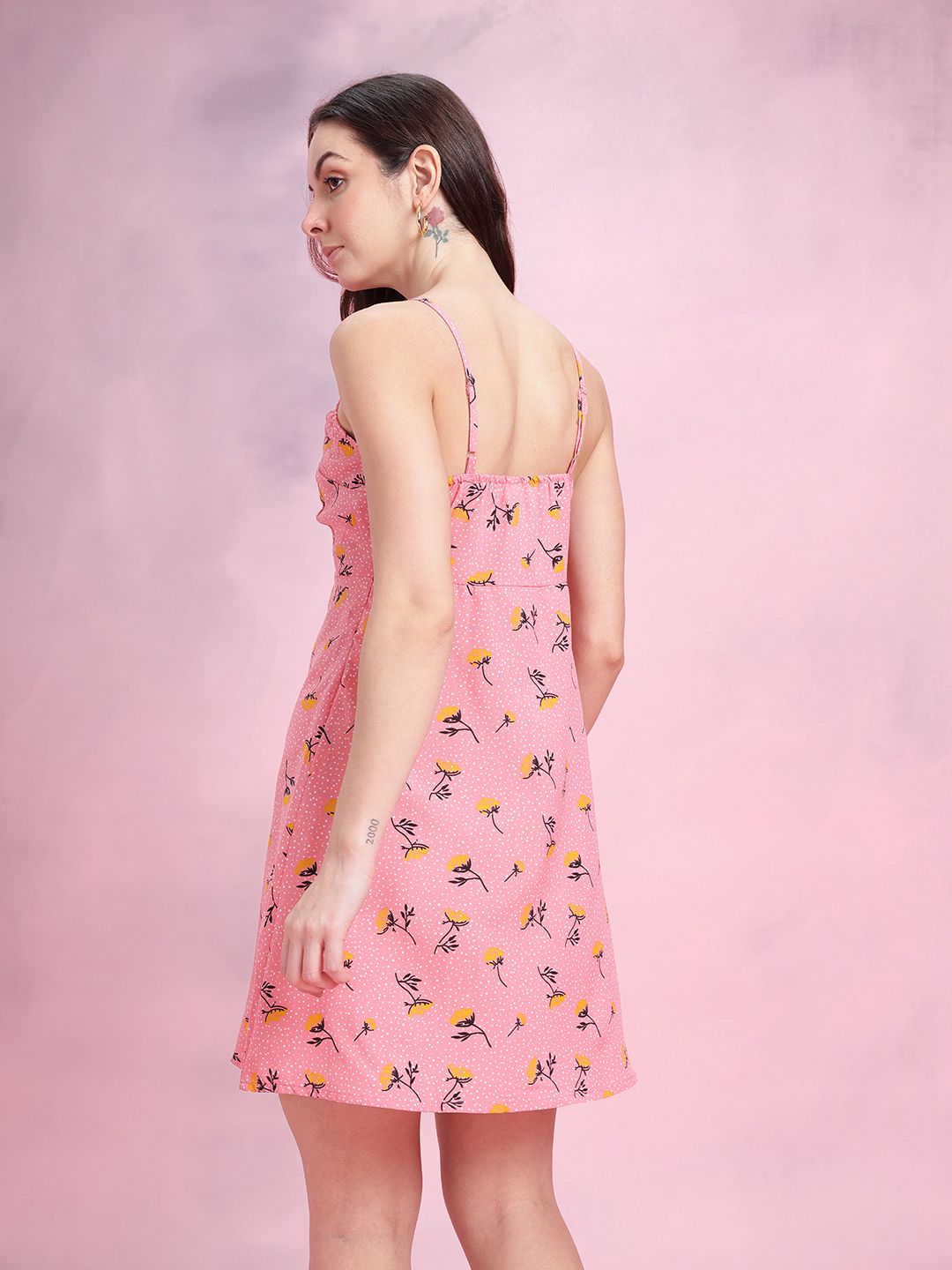 DressBerry Twisted Floral Printed Mini Dress