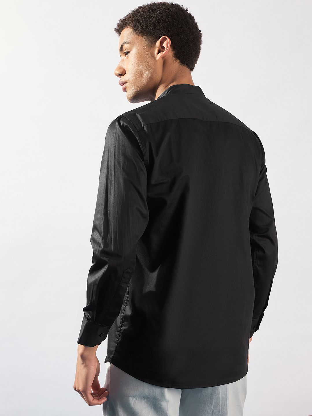 DENNISON Men Smart Mandarin Collar Solid Cotton Casual Shirt