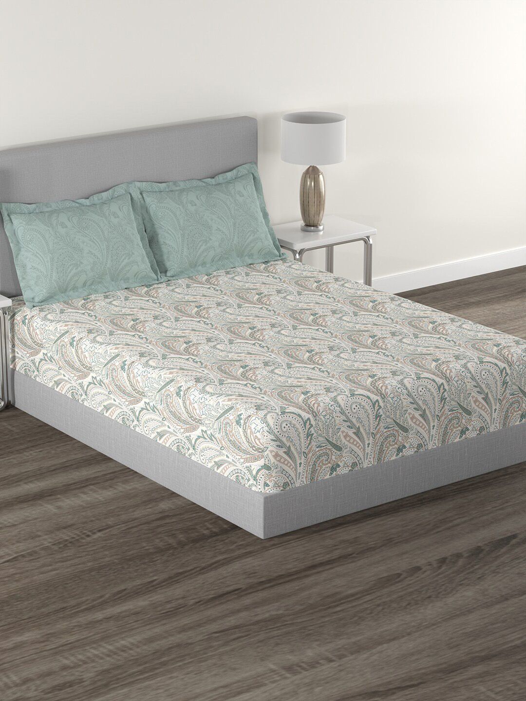 TRIDENT Margaret Epitome Flat 144TC Queen Cotton Bedsheet Set