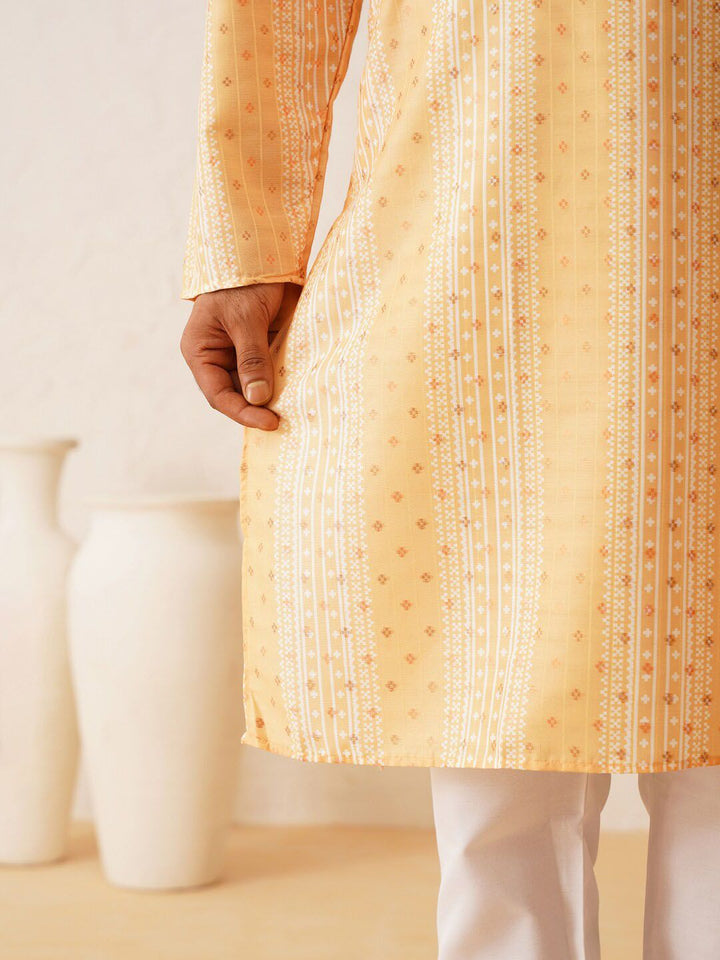 SOJANYA Motif Etnik Bercetak Kolar Jalur Kapas Kurta Sutera Dengan Piyama