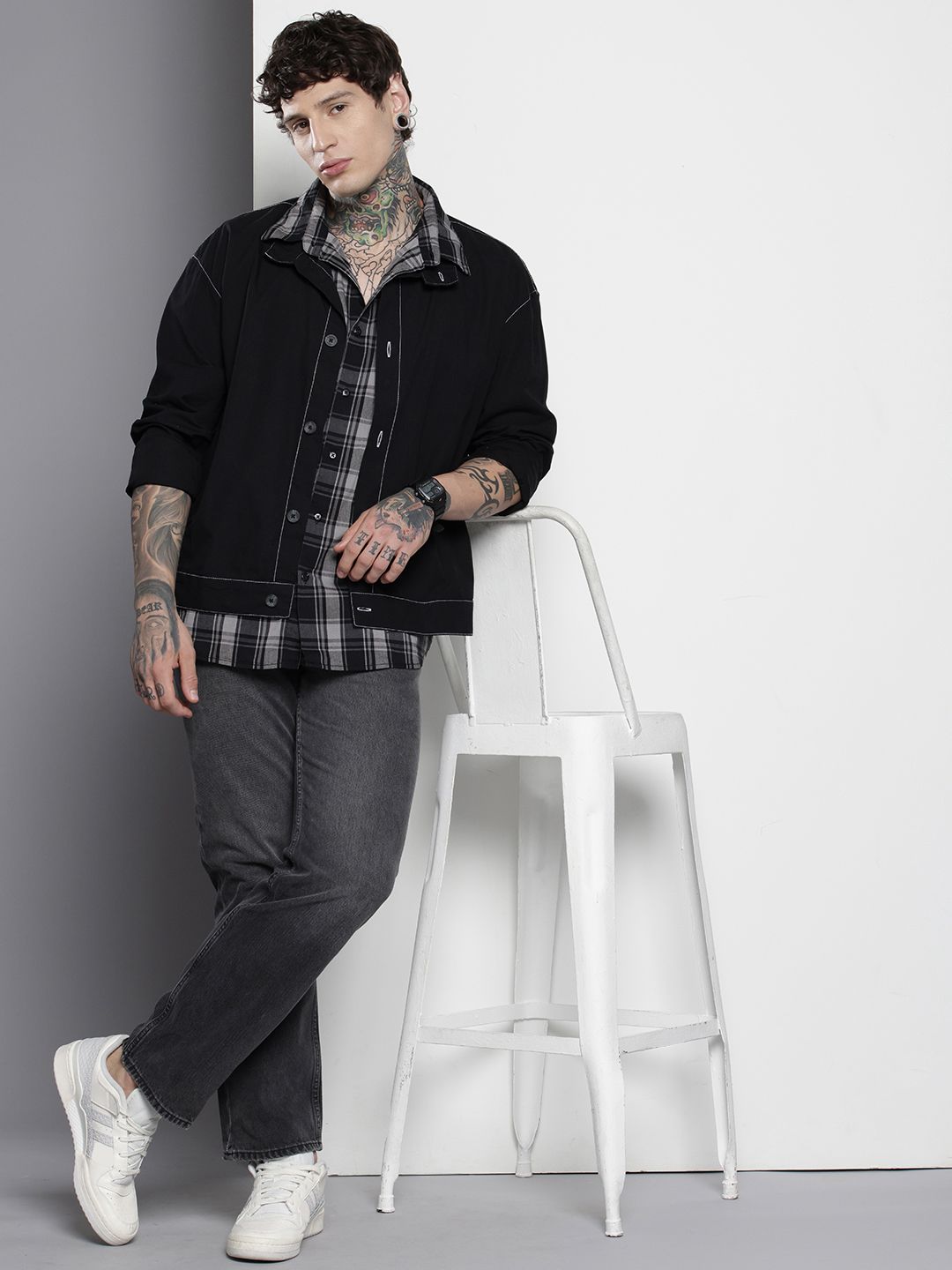 The Indian Garage Co Men Boxy Fit Solid Street Wear Utility Shirt