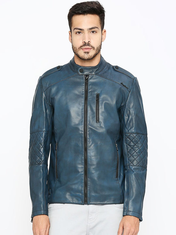 Being Human Mandarin Collar Shoulder Tabs Biker Jacket
