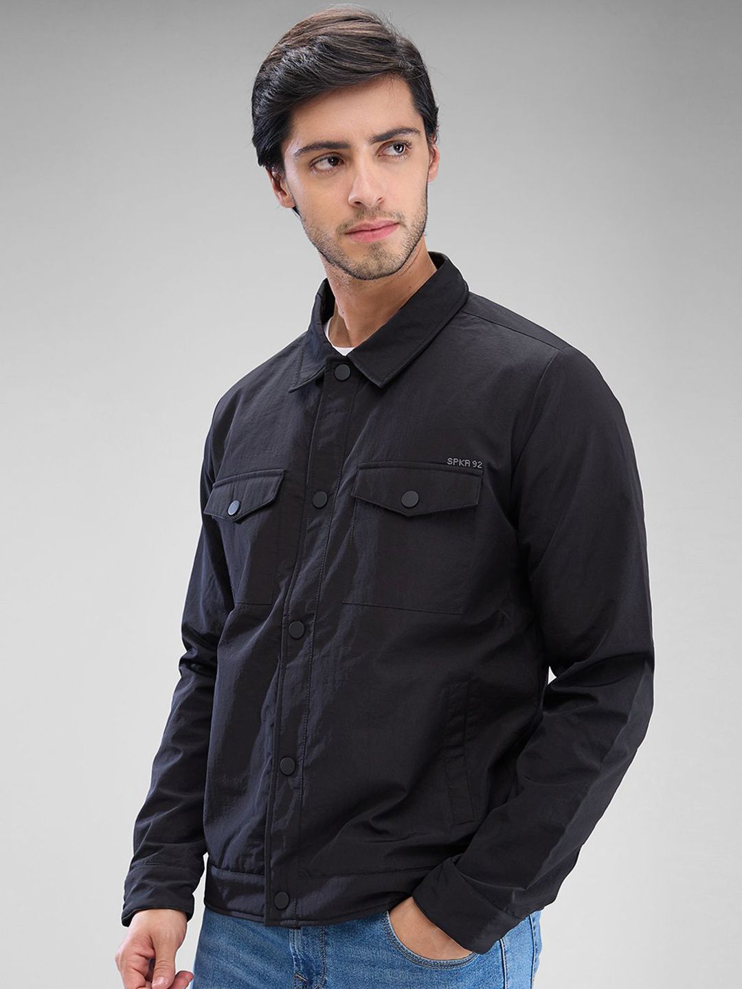 SPYKAR Men Solid Regular Fit Spread Collar Long Sleeves Jacket