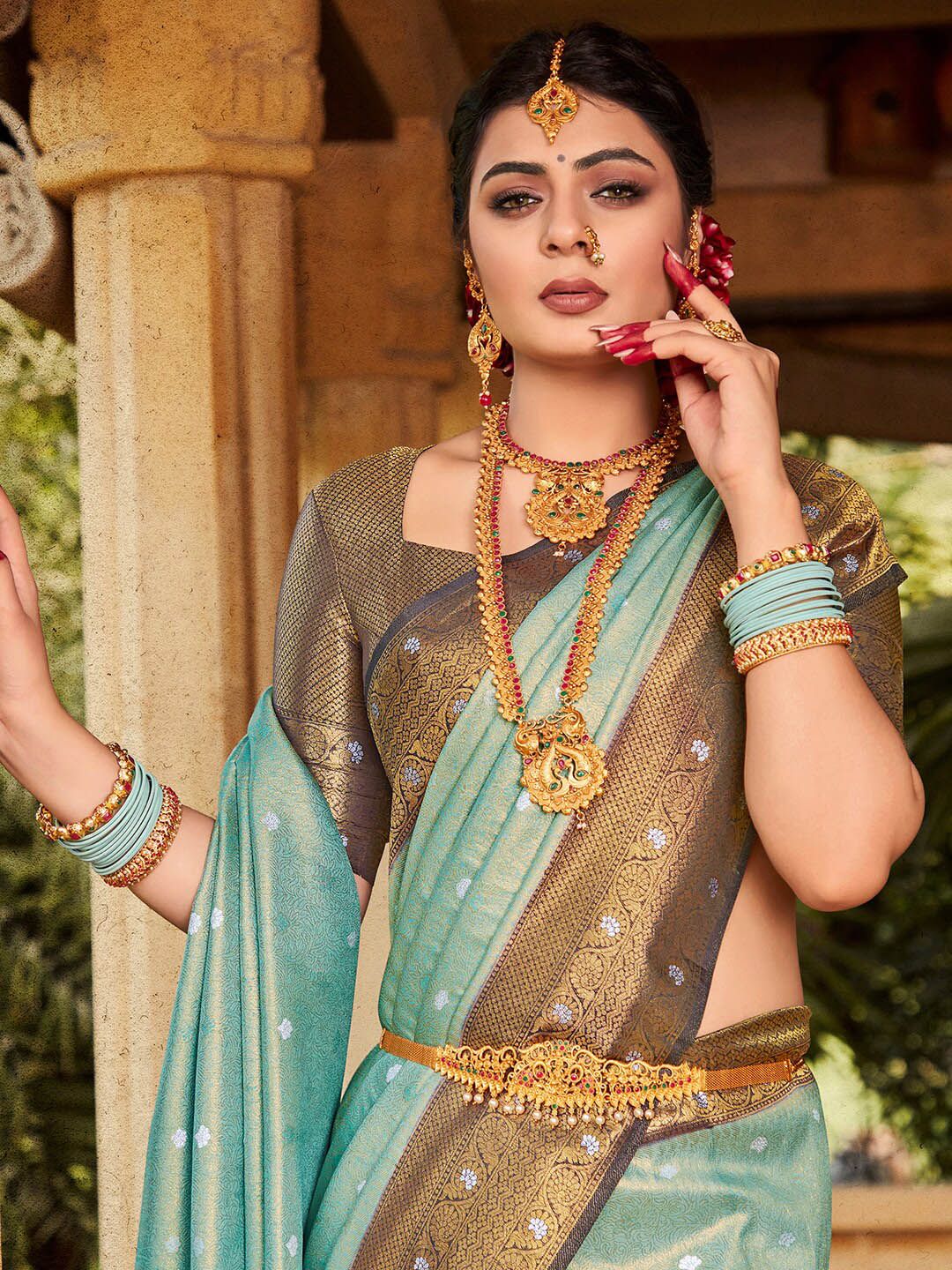 Saree mall Ethnic Motifs Woven Design Zari Kanjeevaram Sarees