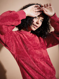 SASSAFRAS BASICS Round Neck Long Sleeves Oversized Fleece Pullover Sweatshirt