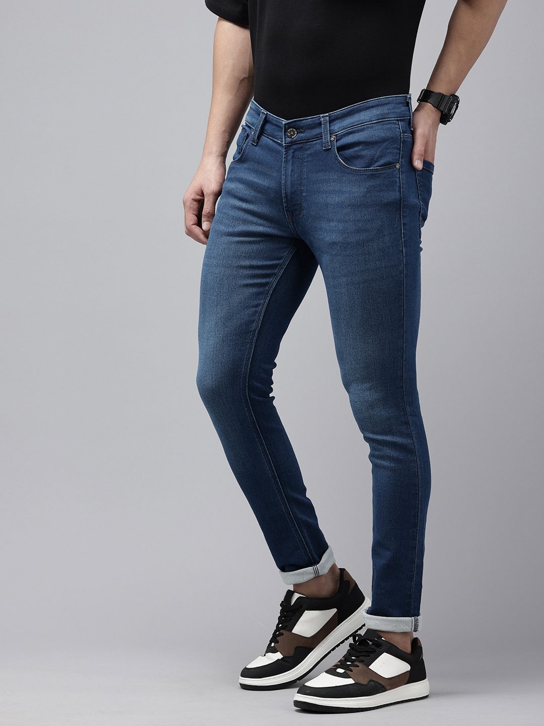SPYKAR Men Super Skinny Slim Fit Low-Rise Light Fade Stretchable Jeans