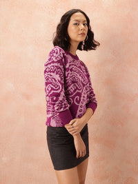 all about you Abstract Print Longline Pure Acrylic Pullover