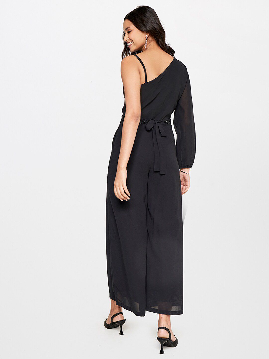 AND Women One Shoulder Embellished Basic Jumpsuit