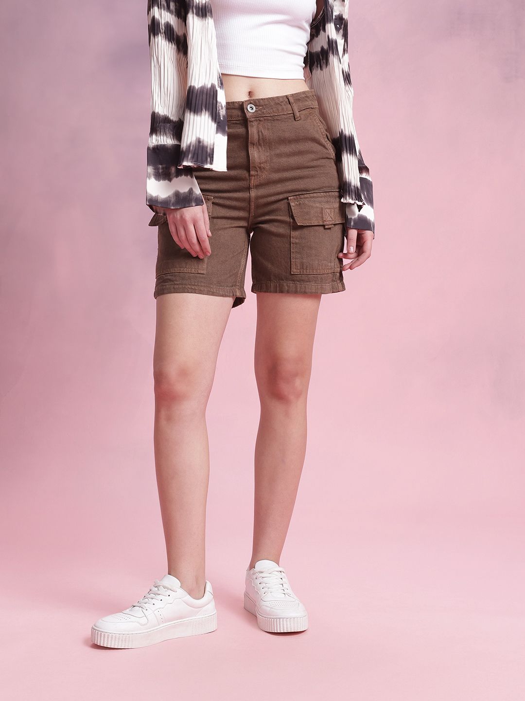 DressBerry Women Mid Rise Cargo Shorts