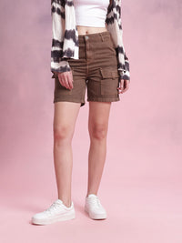 DressBerry Women Mid Rise Cargo Shorts