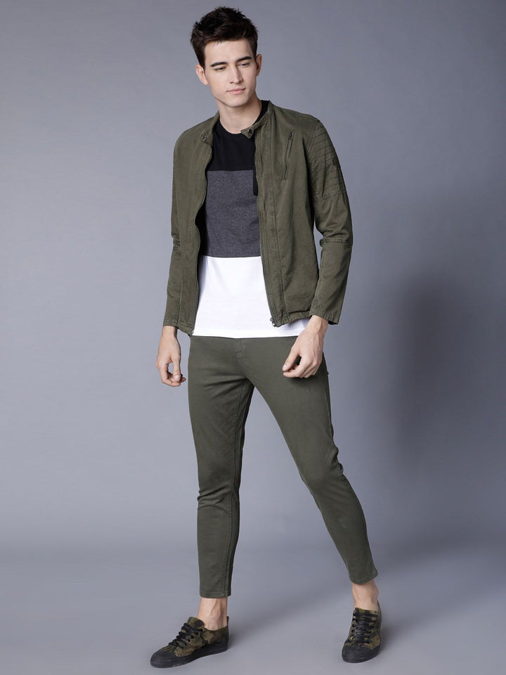 HIGHLANDER Men Olive Green Tapered Fit Chinos
