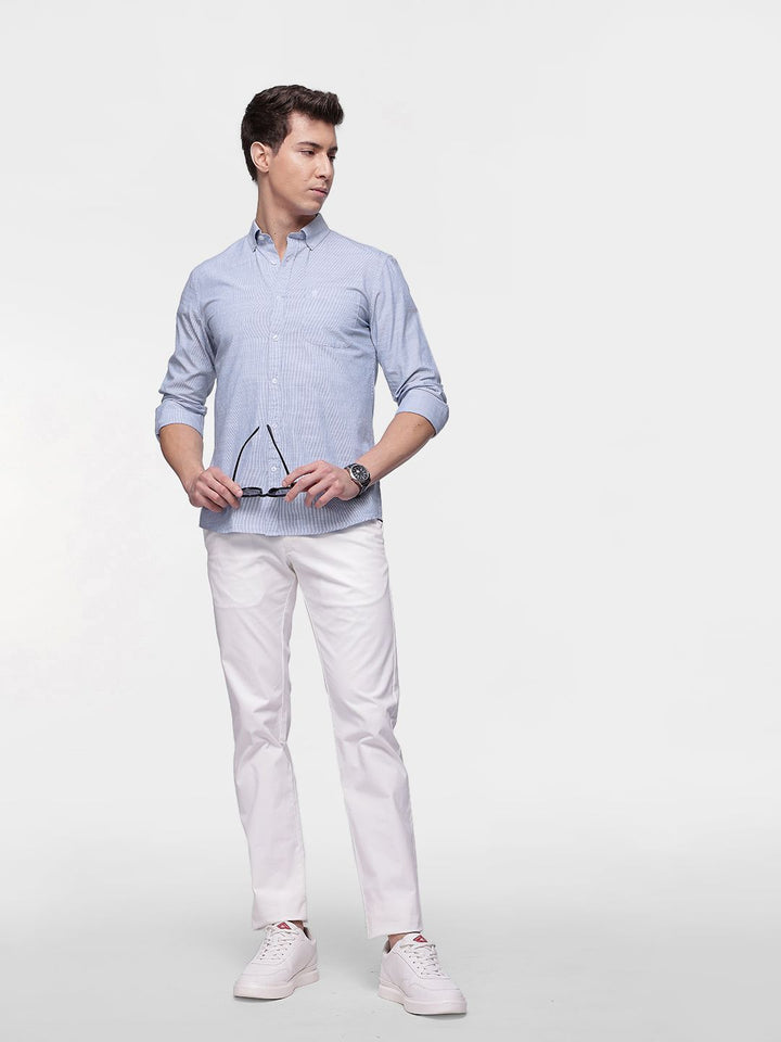 Sambungan Perancis Lelaki Slim Fit berjalur baju kasta tulen