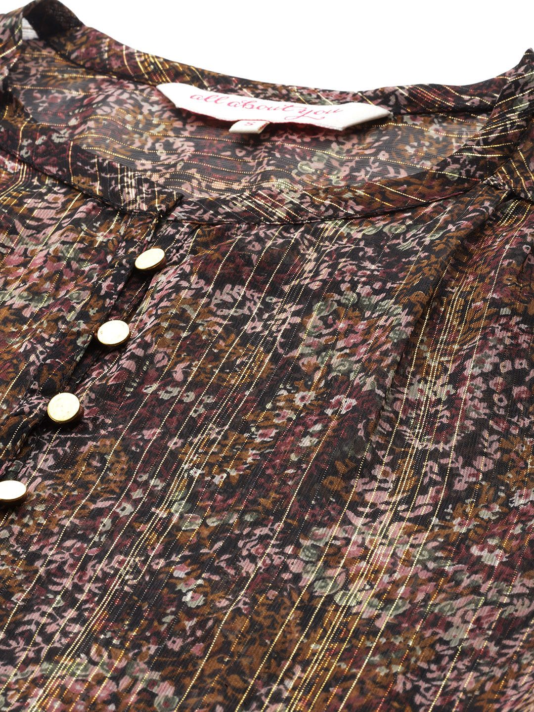 all about you Floral Print Puff Sleeves Sheer Top