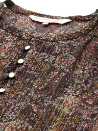 all about you Floral Print Puff Sleeves Sheer Top