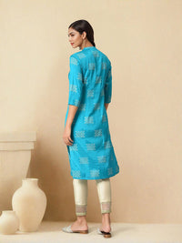 W Women Mandarin Collar Floral Printed Kurta