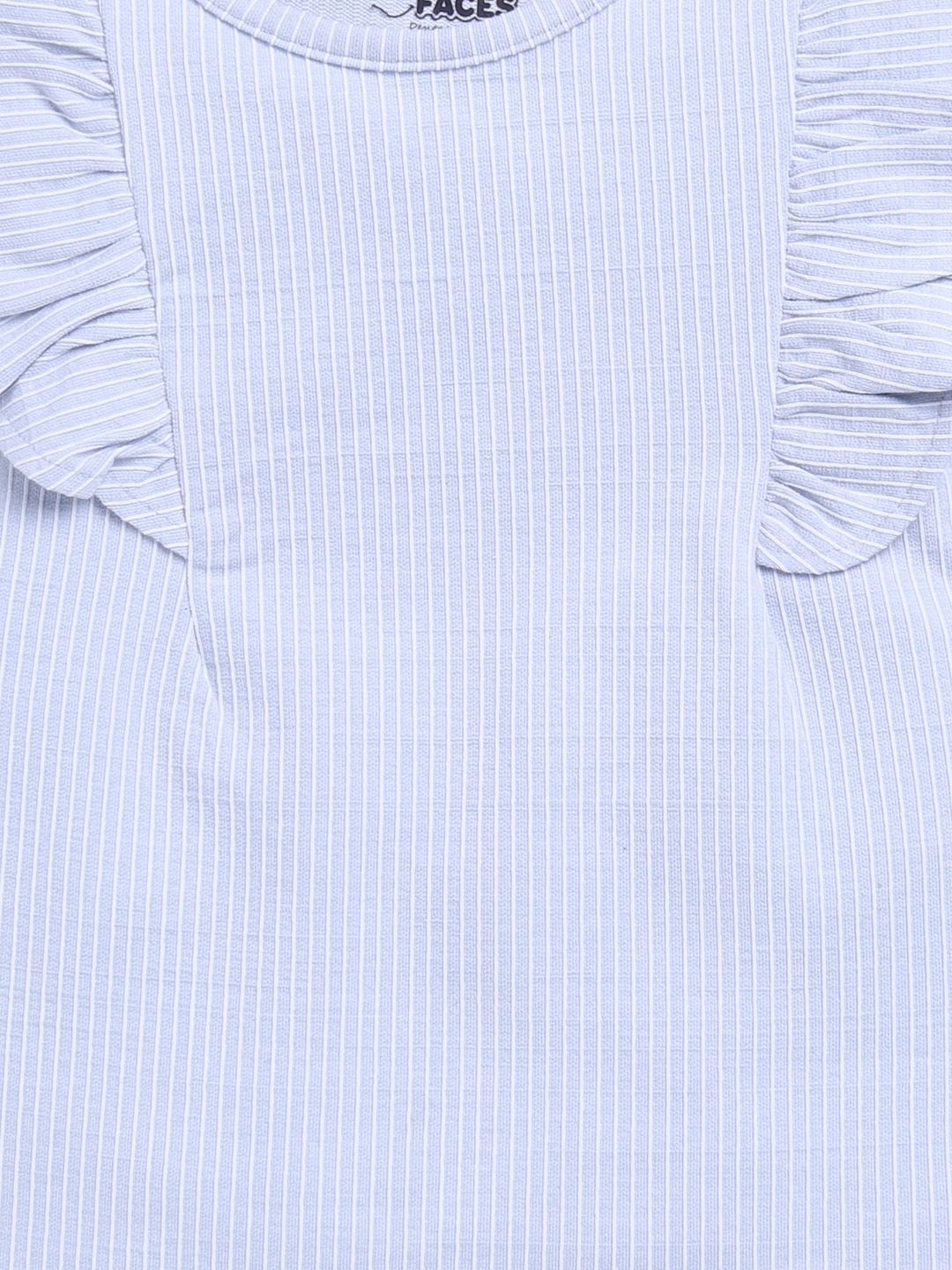 Happy Faces Girls Striped Ruffles Detail Pure Cotton Top