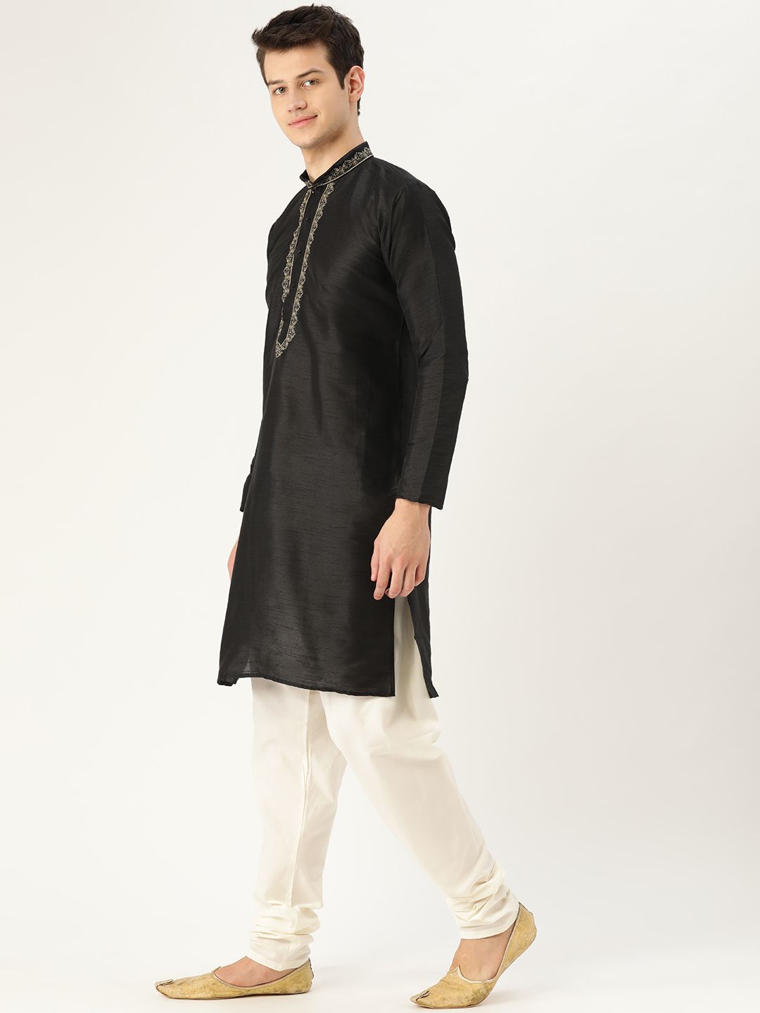 SOJANYA Lelaki Hitam Solid Kurta Lurus
