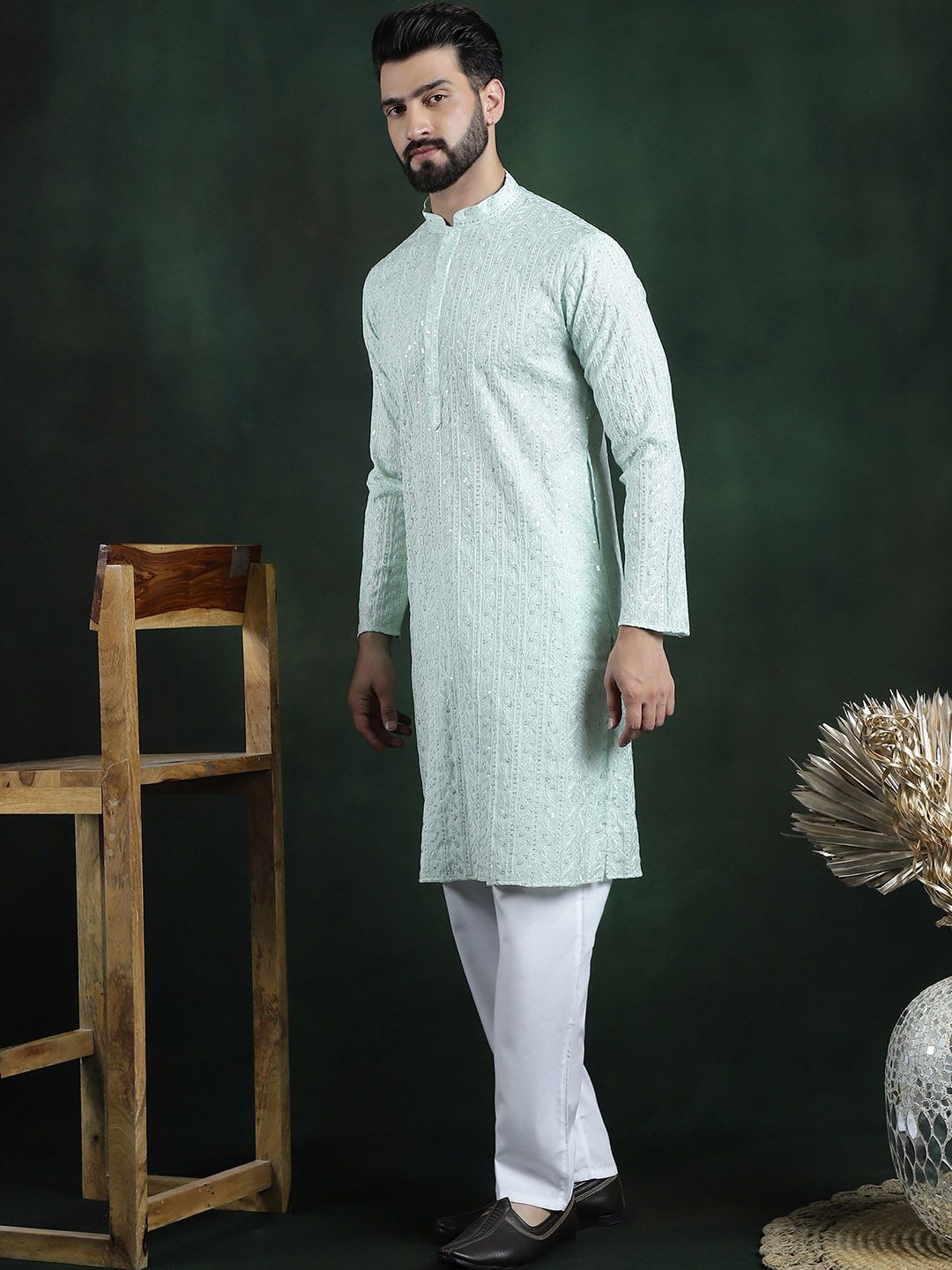 SOJANYA LUXE Floral Embroidered Regular Thread Work Kurta with Pyjamas