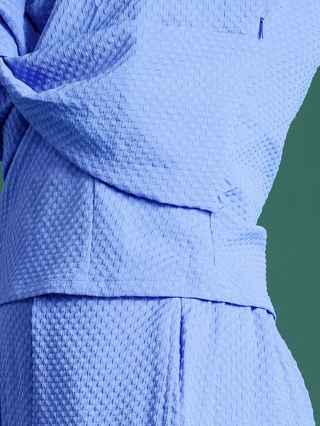 DressBerry Twisted Detail Textured Top and Trousers Co-Ord Set