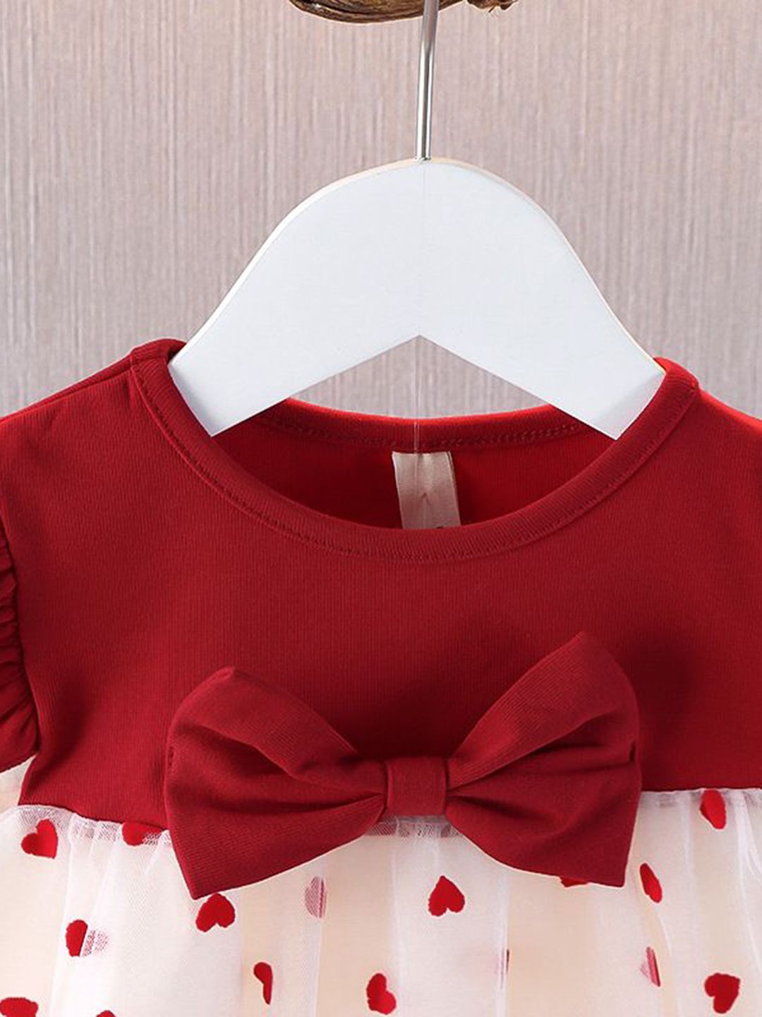 YK Girls Polka Dot Printed Cotton Fit & Flare Dress