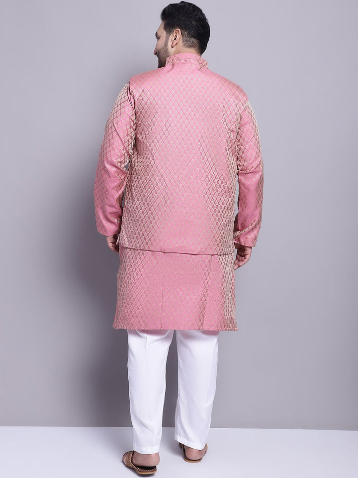 SOJANYA PLUS Ethnic Motifs Woven Design Kurta With Pyjamas & Nehru Jacket