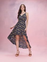 DressBerry Ruffled Floral Print Fit & Flare Midi Dress