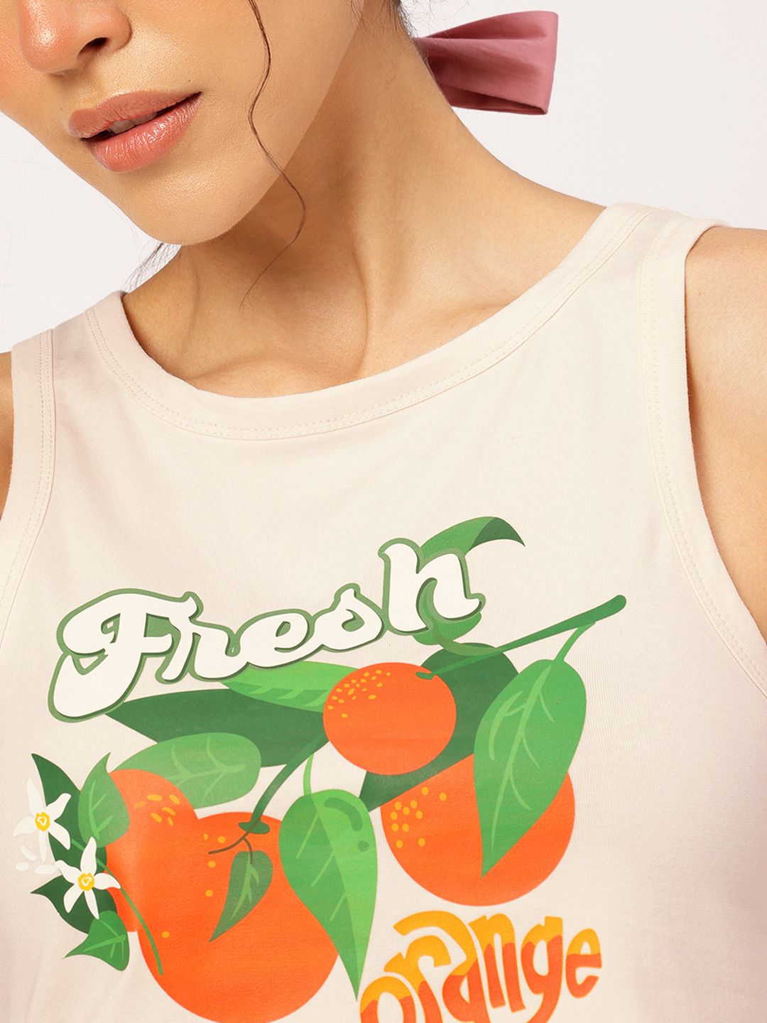 DressBerry Conversational Print Sleeveless Crop T-shirt