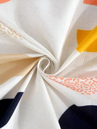 KLOTTHE White & Yellow Geometric 300TC Double King Bedsheet With 2 Pillow Covers