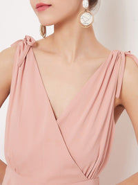 Berrylush Women Pink Solid Low Back Maxi Dress