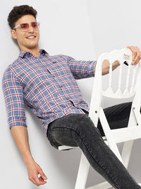The Indian Garage Co Spread Collar Classic Slim Fit Tartan Checked Casual Cotton Shirt
