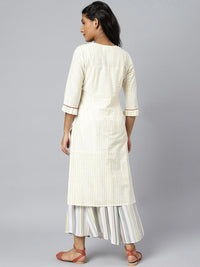 AURELIA Women White Striped Kurta