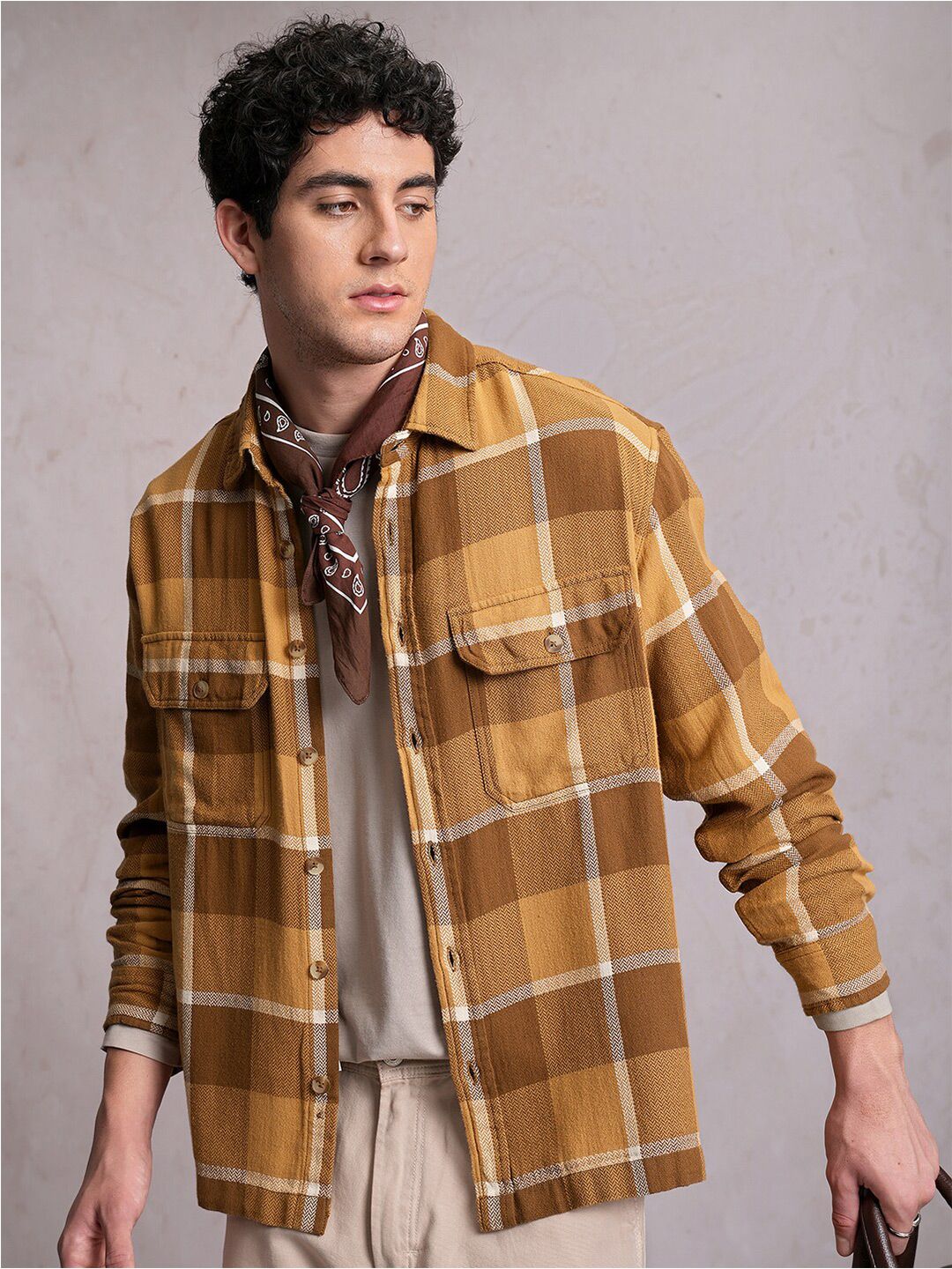 LOCOMOTIVE Premium Dobby Tartan Checked Utility Pocket Overshirt