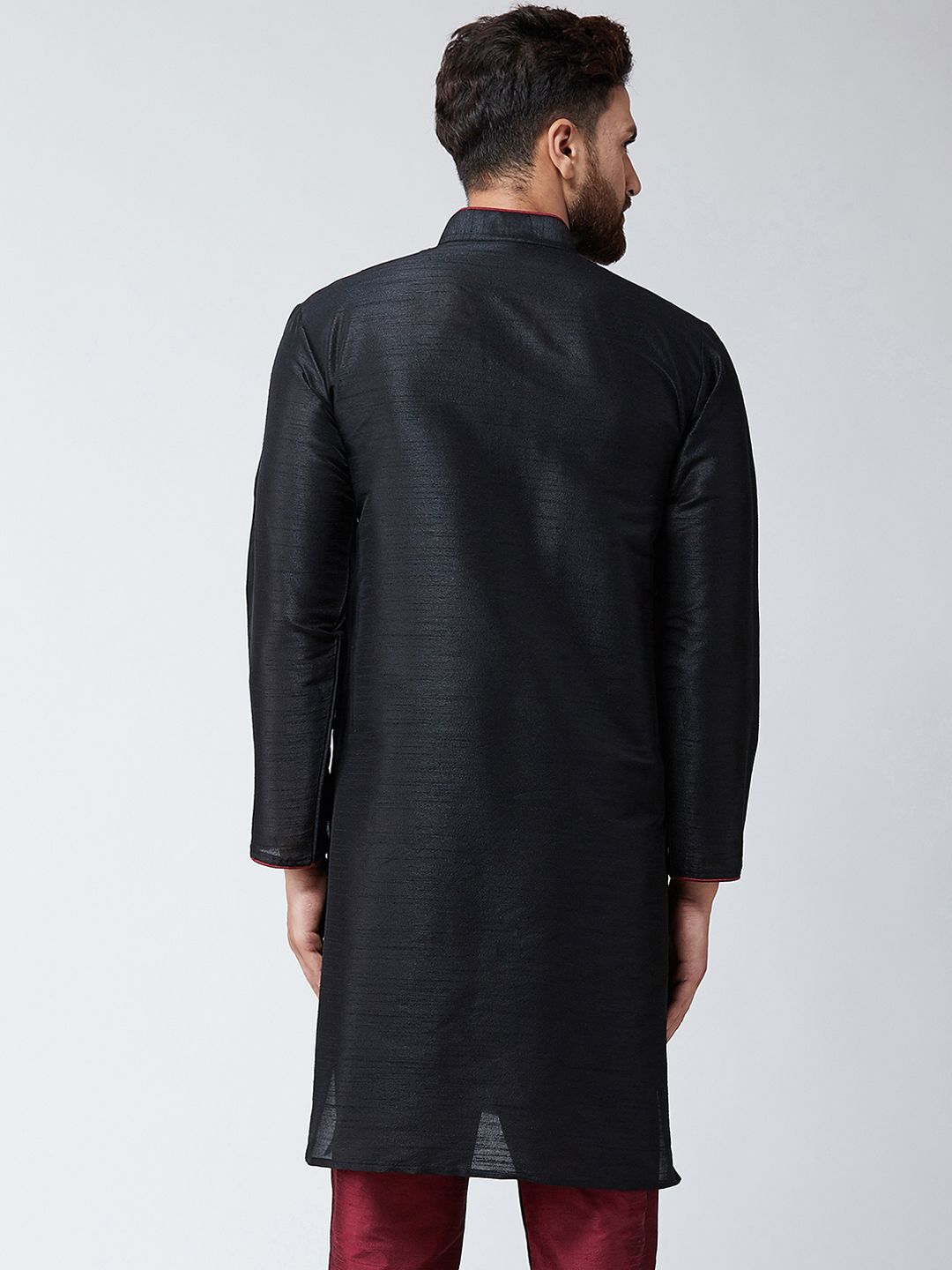 SOJANYA Men Black Solid Straight Kurta