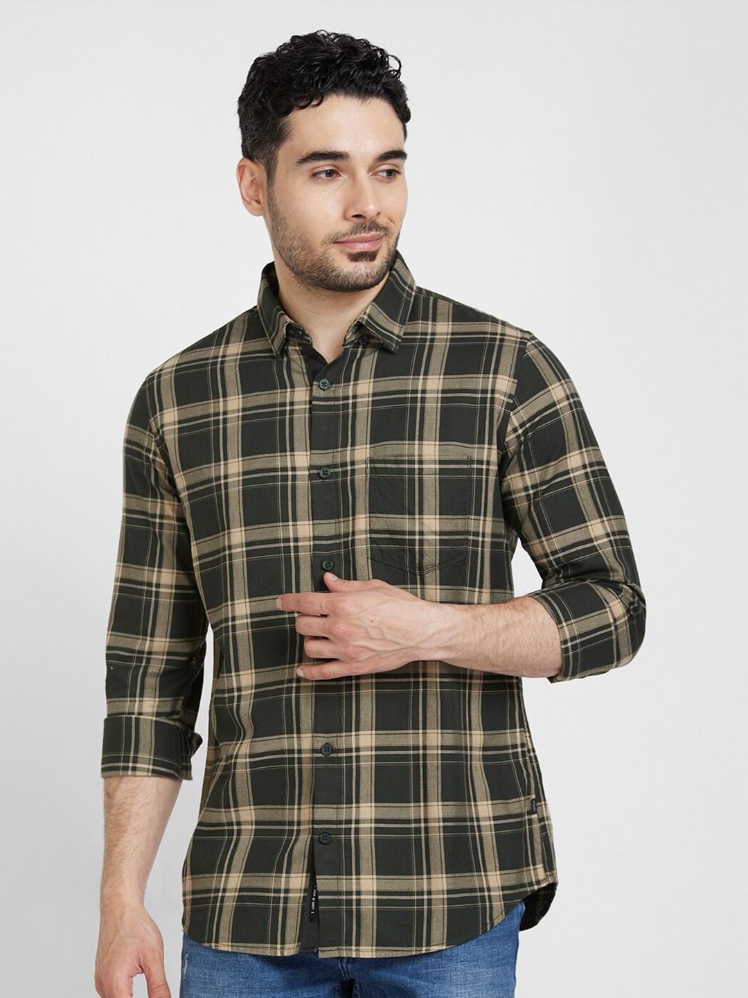 SPYKAR Classic Tartan Checked Cotton Casual Shirt