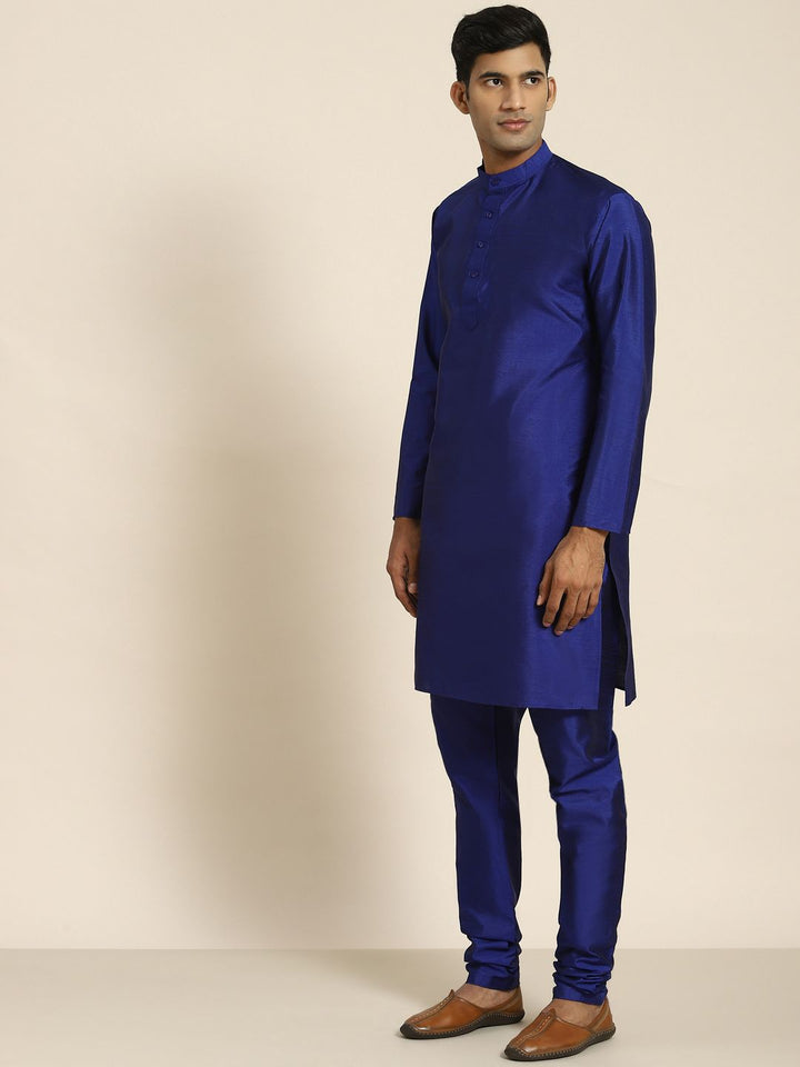 SOJANYA Men Navy Blue Kurta with Churidar