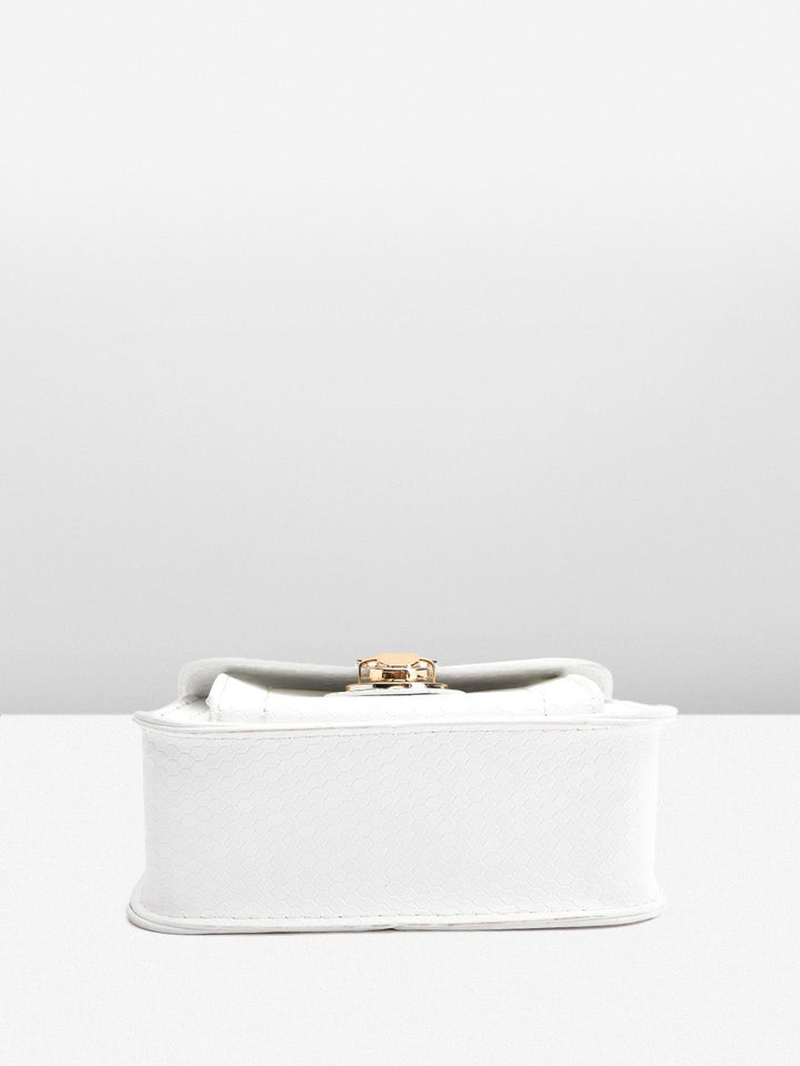 DressBerry Geometric Textured Structured Satchel Bag