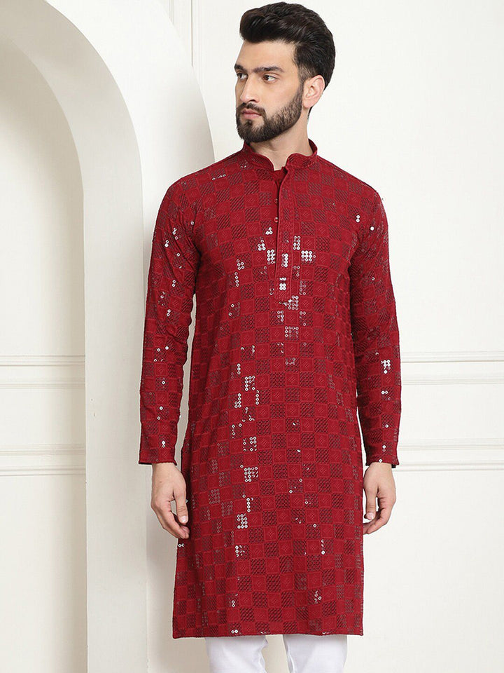 SOJANYA Kurta Kapas Tulen Sulam Geometrik Labuci