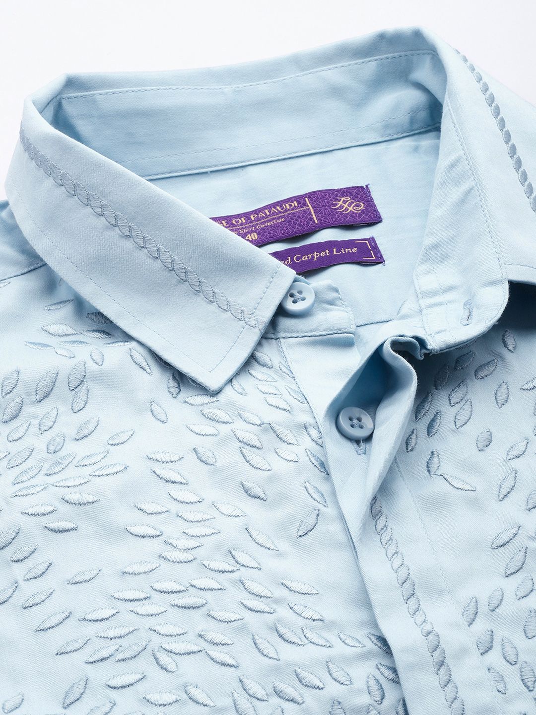 House of Pataudi Self Design Pure Cotton Opaque Party Shirt