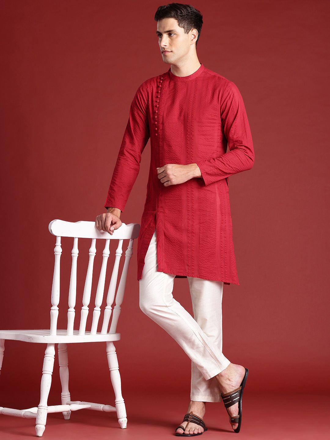 Anouk Self-Designed Pure Cotton Kurta