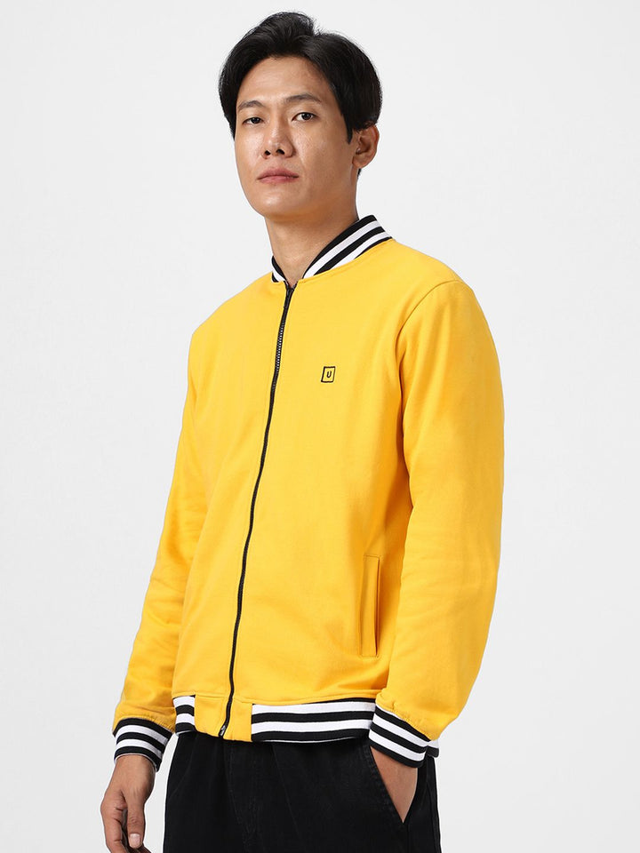 Urbano Fashion Men Cotton Zippered Varsity Jacket