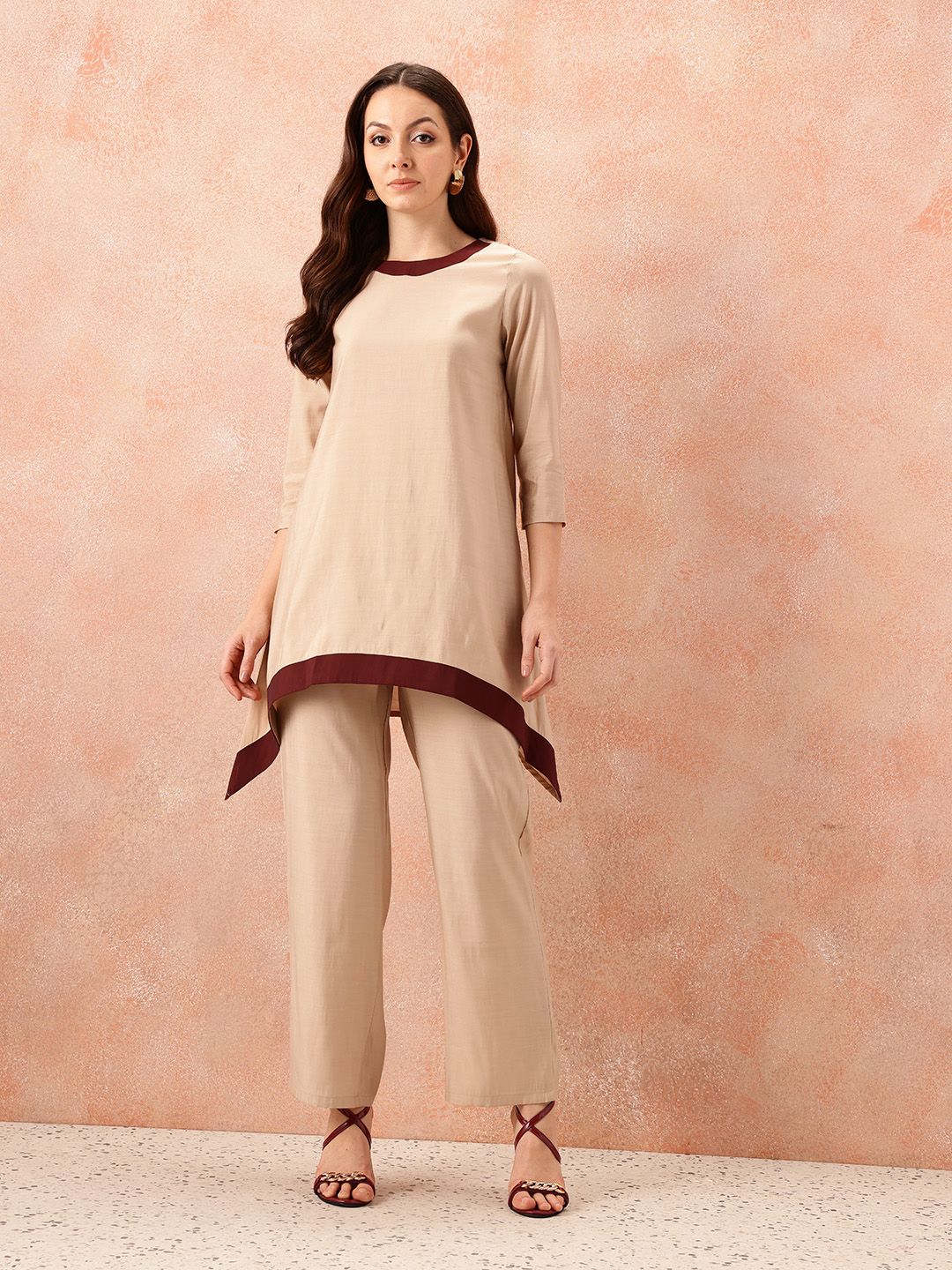 all about you Contrast Neck Ethnic Co-Ords