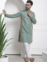 SOJANYA Men Ethnic Motifs Jacquard Silk Cotton Kurta