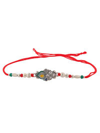 Voylla Regal Kundan Peacock Feather Thread Rakhi
