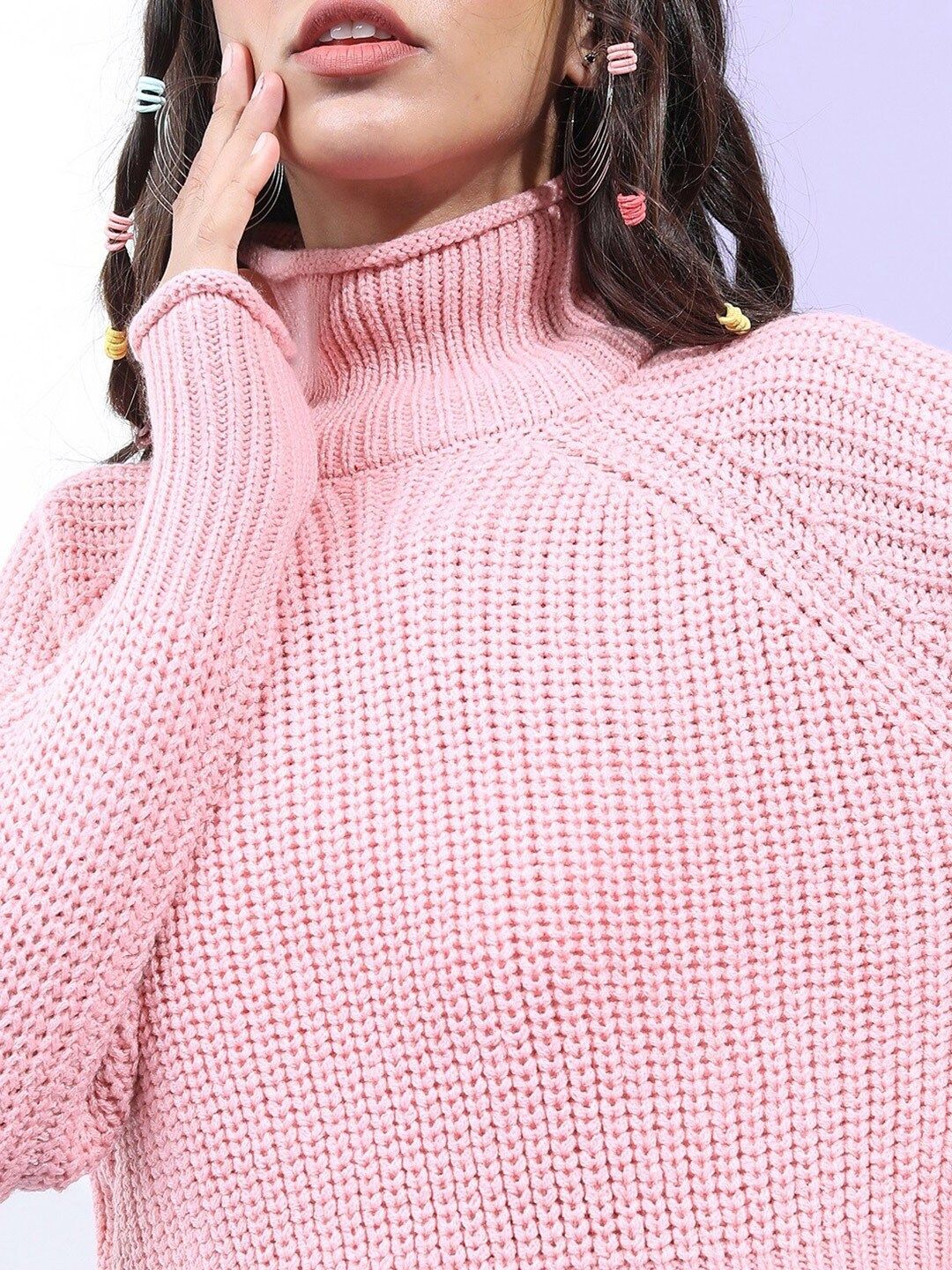 Tokyo Talkies Women Pink Crop Pullover