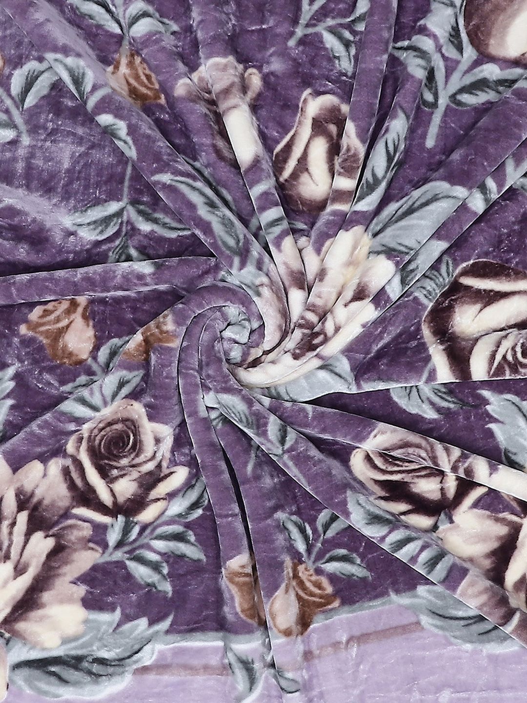 Monte Carlo Purple & Brown Floral Heavy Winter 600 GSM Double Bed Blanket