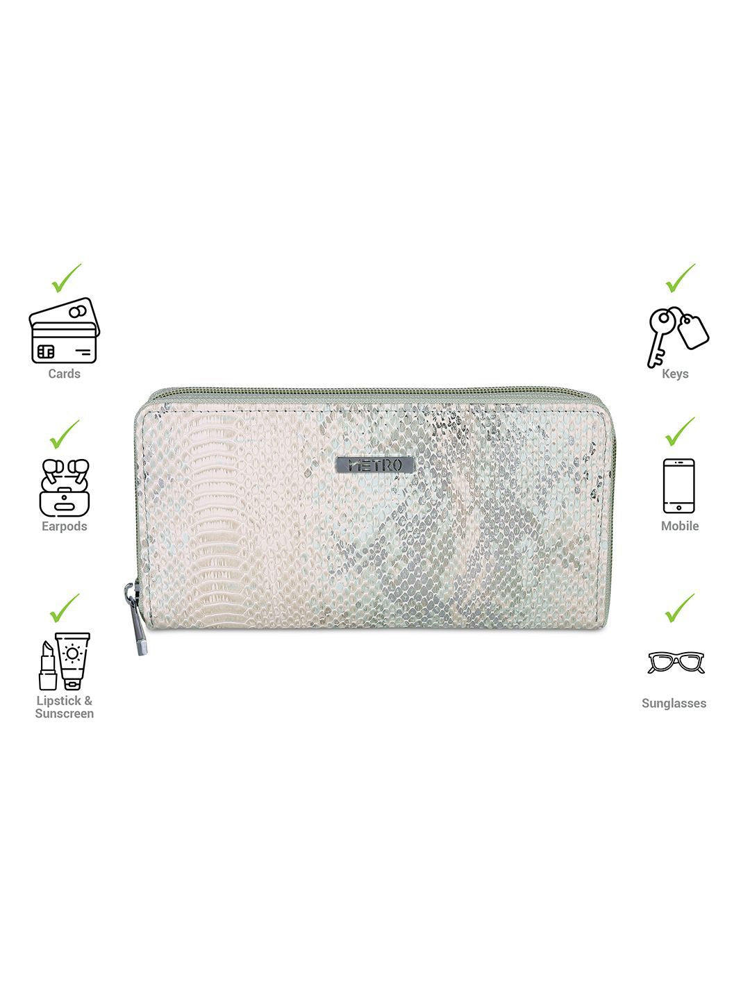 Metro Women Geometric Zip Around Wallet