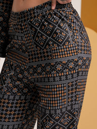 Vishudh Geometric Printed Shirt Collar Tunic With Trousers