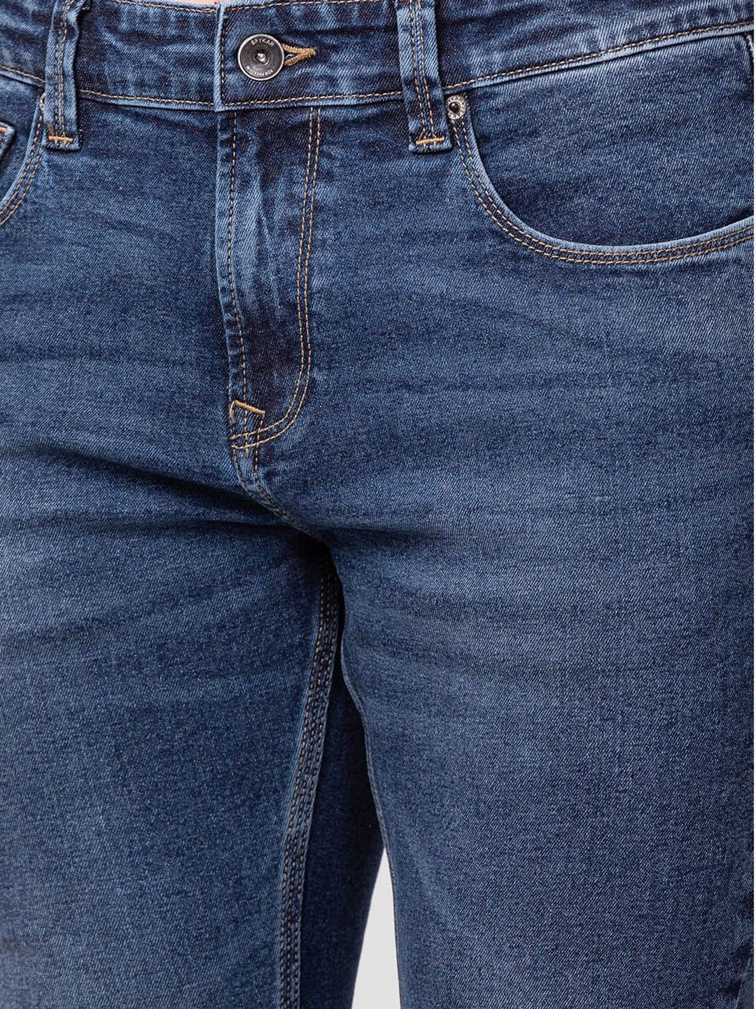 SPYKAR Men Tapered Fit Low Distress Light Fade Stretchable Jeans